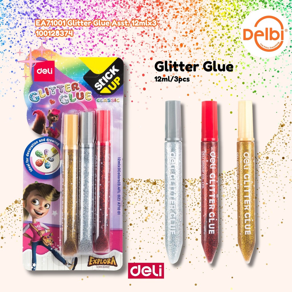 

DELI - LEM GLITTER / GLITTER GLUE KLASIK SERI EXPLORA ISI 3 WARNA EA71001 EA71001 Glitter Glue Asst. 12mlx3