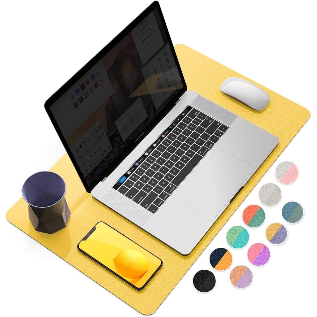 

Dual-Sided Multifunctional Desk Pad, Waterproof Desk Blotter Protector, Leather Desk Wrting Mat Mouse Pad 60X35CM