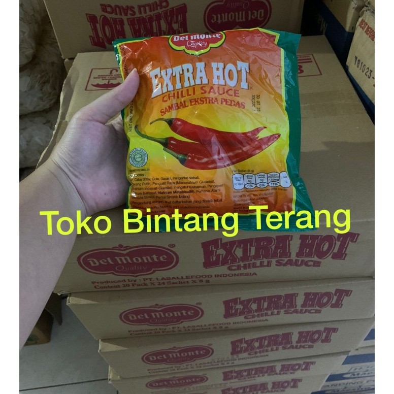 

✨TERLARIS -Delmonte Saos Sambal Extra Hot Sachet Stick 1 Dus isi 20 pak x 24 stik