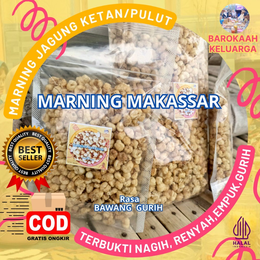 

Marning Jagung Ketan Asin Bawang Gurih 100gr, 250gr 500gr 1KG Gurih Renyah Murah / Jagung Marning ketan Asin / Marneng Jagung Makassar Original Asin