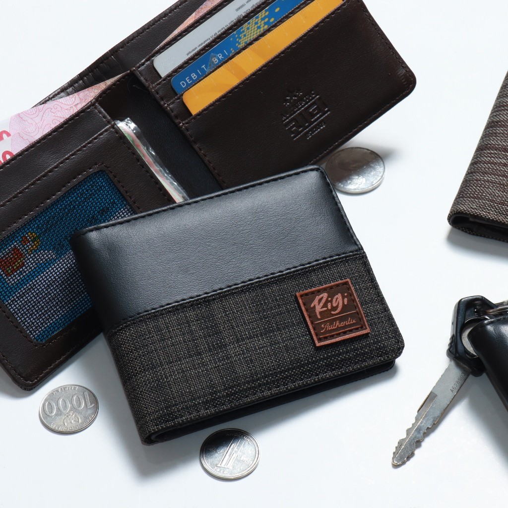 RIGI Wallet Dompet Kanvas Dompet Kecil Pria Dompet Pria Kecil Dompet Lipat Dompet Wallet Dompet Kere
