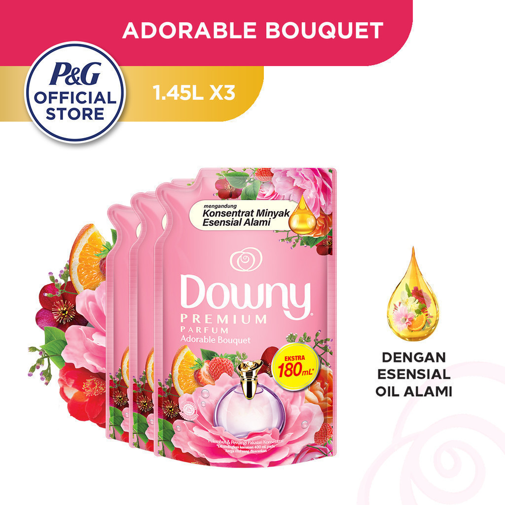 jf53sl Downy Premium Parfum Adorable Bouquet Pewangi dan Softener Refill 1.45l - 3