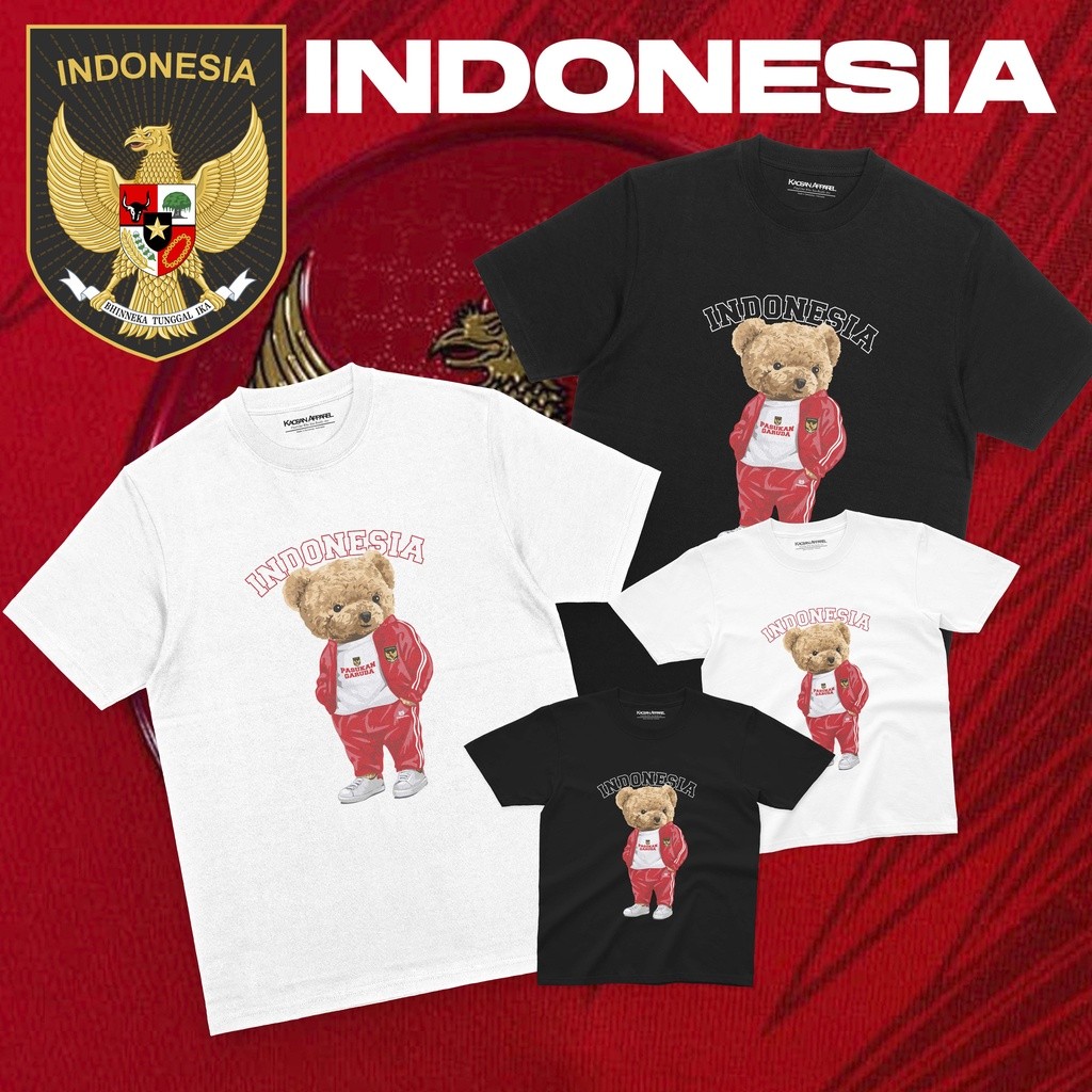 Toko Kaos Combed - Kaos Timans Indonesia "Bear Indonesia " - Kaos Timnas Garuda Muda Indonesia  Timn