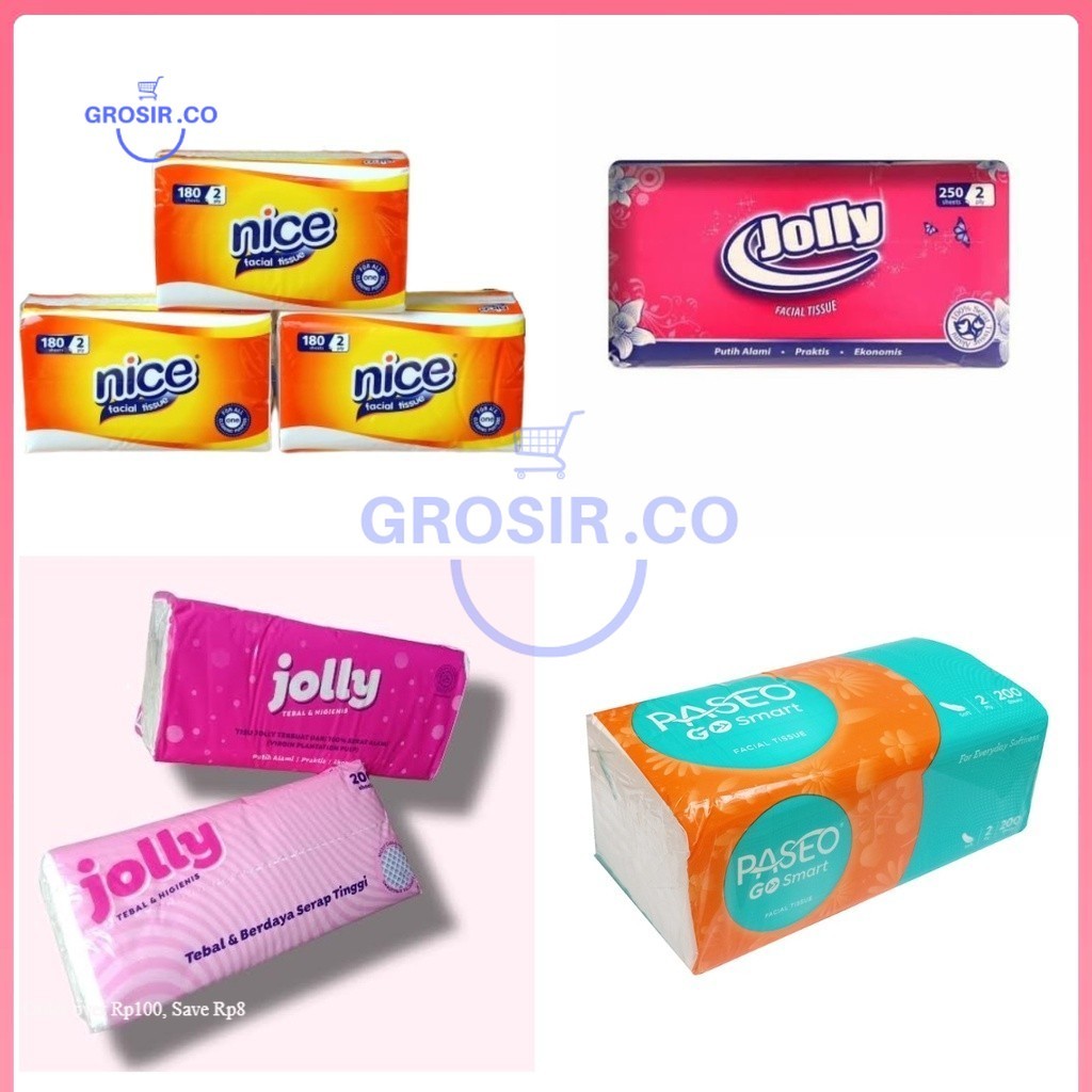 Grosir Tisu Kotak tissue nice 180 sheets 2ply / Paseo / jolly