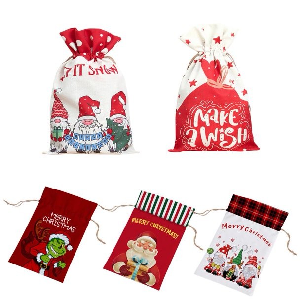 Tas Serut Linen Natal / Christmas Bag / Goodie bag Hampers Xmas