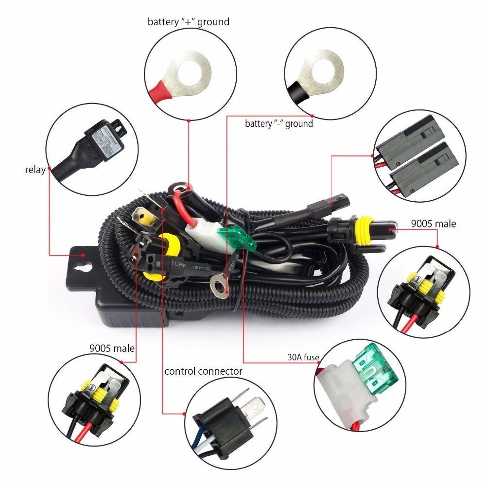 12V 35W HID Bixenon H4 Wiring Harness Controller for Car Auto Headlight Retrofit Connector Mini Proj