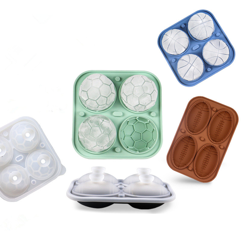 Soccer Ice Cube Mold Football Shapes Ice Cube Tray Silicone Chocolate Mold Funnel-type Lid Basketbal