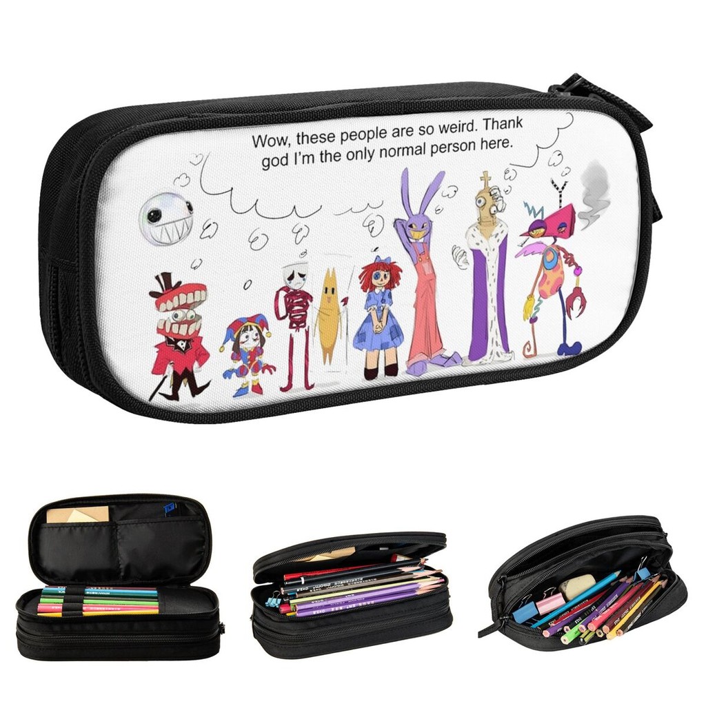 

The Amazing Digital Circus They're So Normal Pen Box Double Layer Large Capacity Kids Pencil Bag Suprise Gift