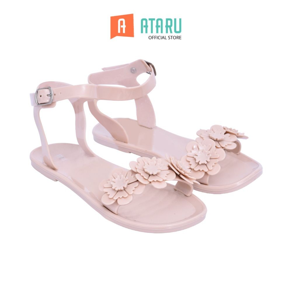 NEW PRODUCT ATARU UKURAN 37 SANDAL WANITA FLOWERS - KREM WOMEN SLIPPER SENDAL KASUAL OUTDOOR INDOOR