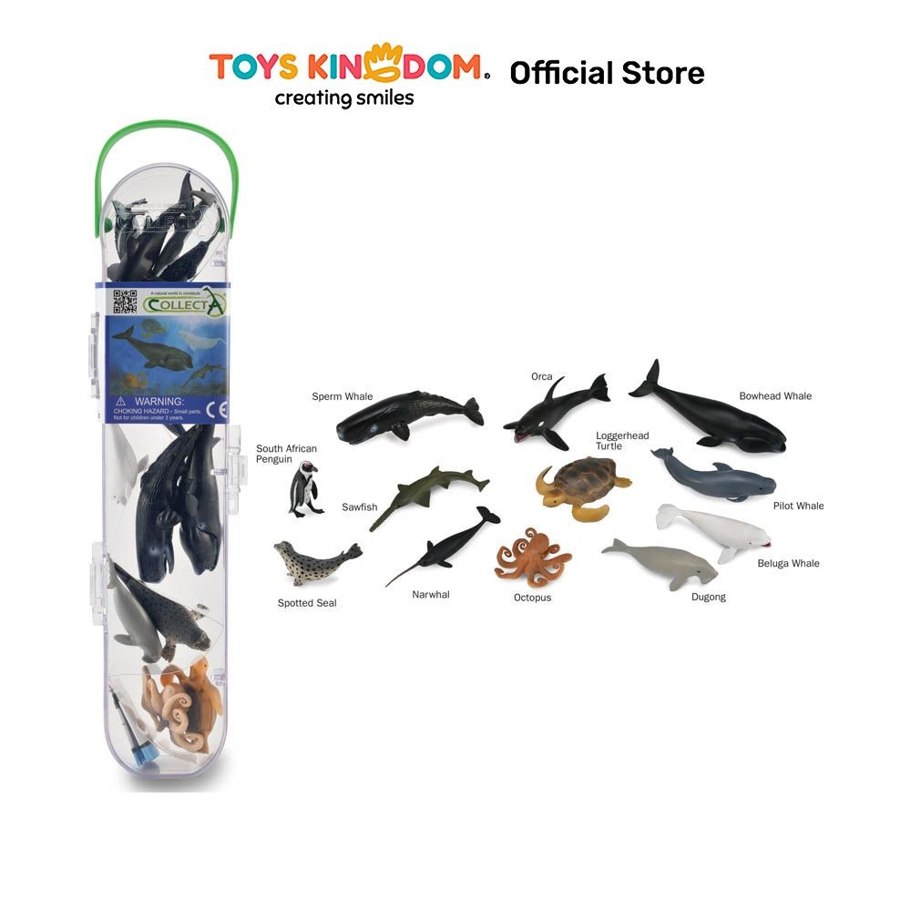 Toys Kingdom Collecta Set 12 Pcs Mini Sea Animal Toys Kids Toy Minifigur Miniatur Hewan Set Figure H