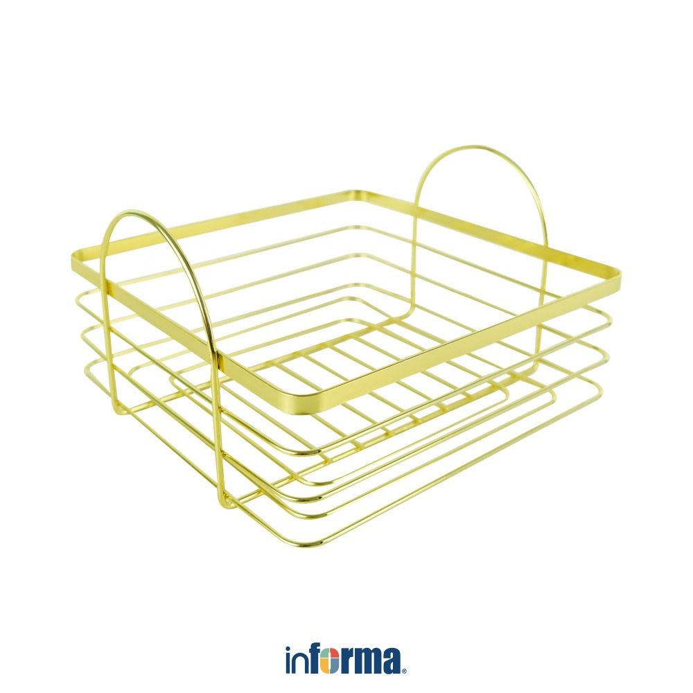 Informa Roxene Keranjang Dapur Square - Gold Kitchen Basket Wadah Keranjang Multifungsi Perlengkapan