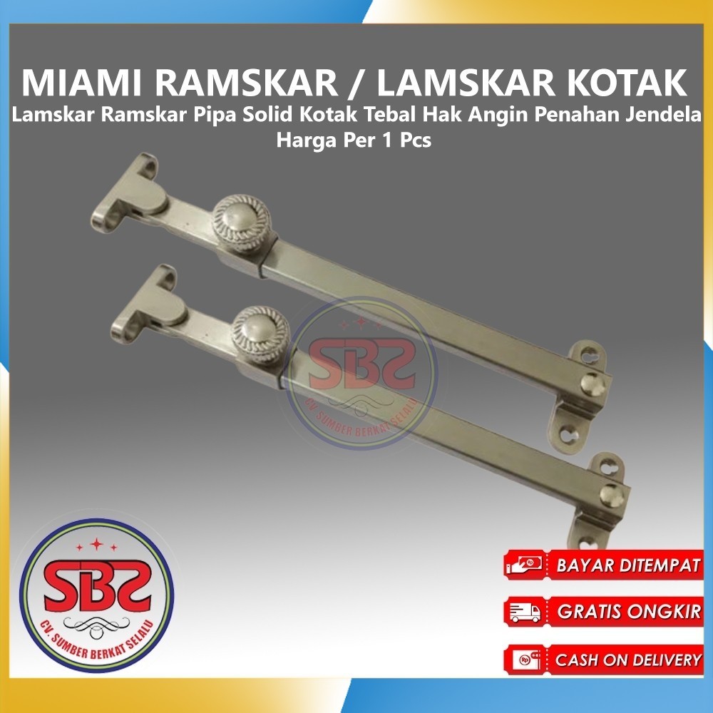 MIAMI Lamskar Ramskar Kotak Solid Tebal Hak Angin Penahan Jendela