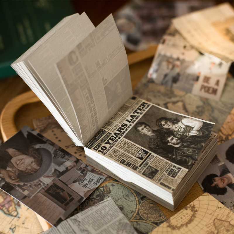 

Yoofun 165Sheets Vintage Poster Plants Sticky Notes Memo Pad Diary Stationary Flakes Scrapbook Decorative Vintage Material Paper