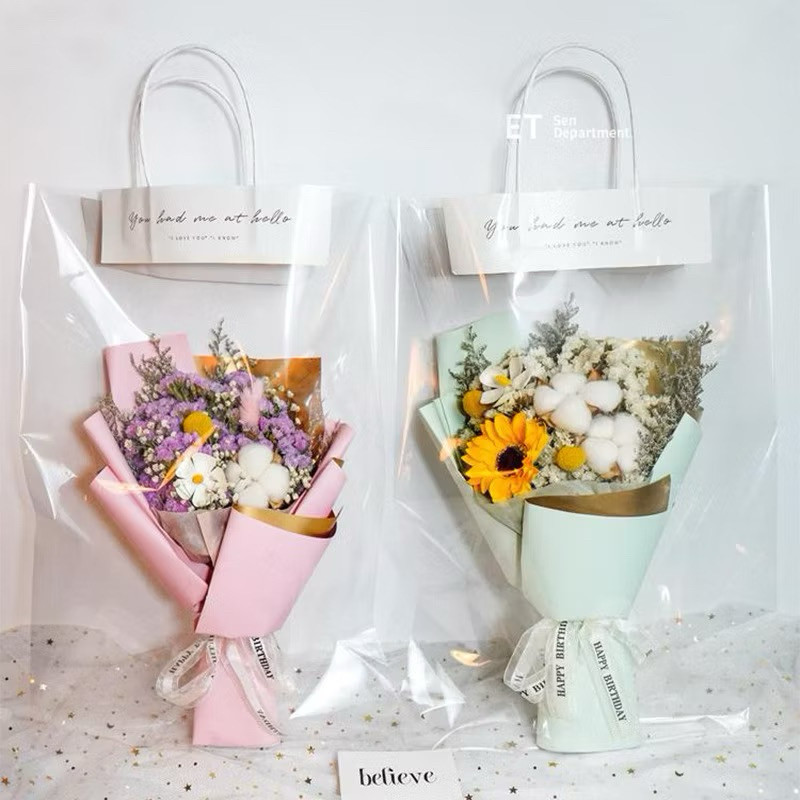 

TokoSasa Plastik Transparan Bunga / Tas Plastik Transparan Boneka / Tas Handbag Transparan Bucket Bunga /Transparant Plastik Bouquet Flower Wrapping Transparan Import Premium