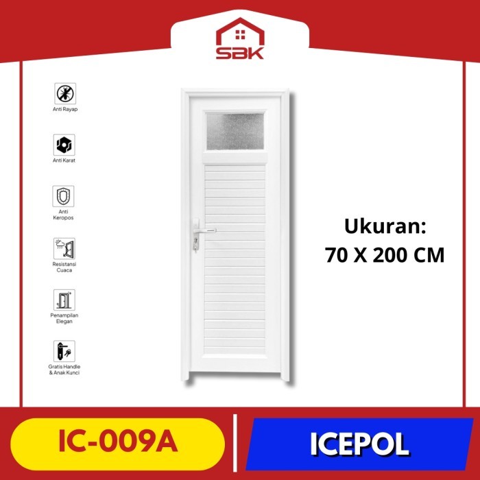 Pintu Kamar Mandi | Pintu UPVC 70x200 IC-009A Icepol