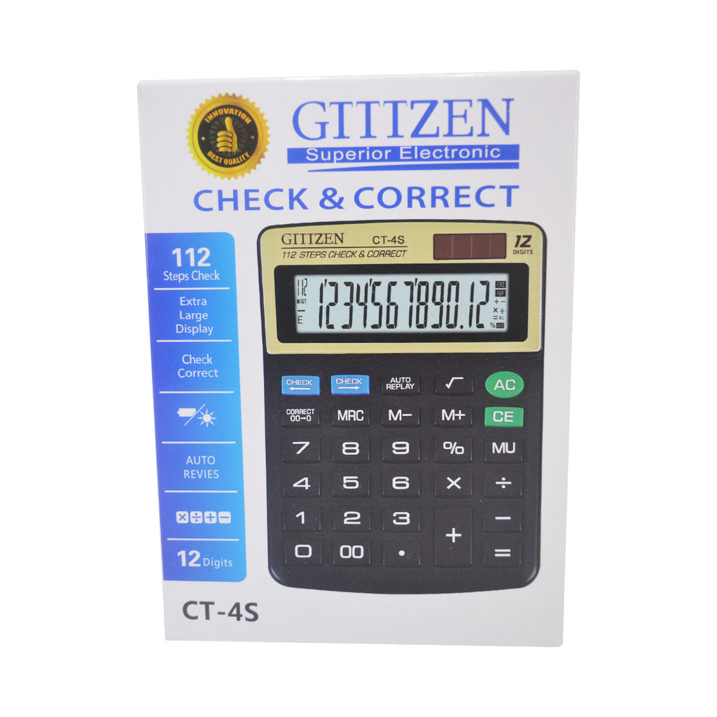 

Kalkulator Meja Gtttzen CT-4S Desktop Check Correct 12 Digits Dagang