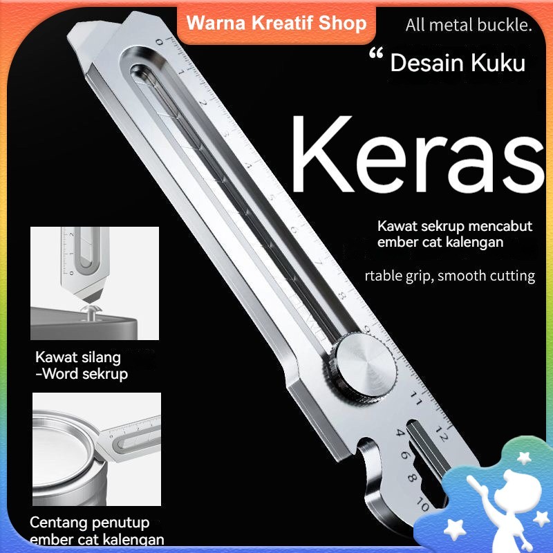 

Set 10 Potong Multifungsi - Cutter Stainless Steel 18mm, Pisau Potong Kertas dan Bahan-Bahan