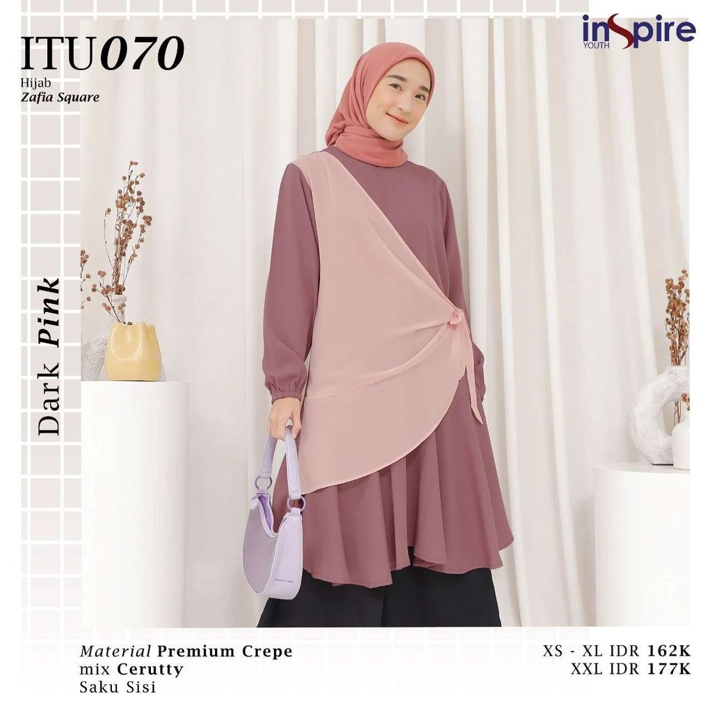 Inspire Itu 070 Pakaian Atasan Tunik Wanita Model Baru bahan ceruty mix crepe size xl-xxl by Nibras