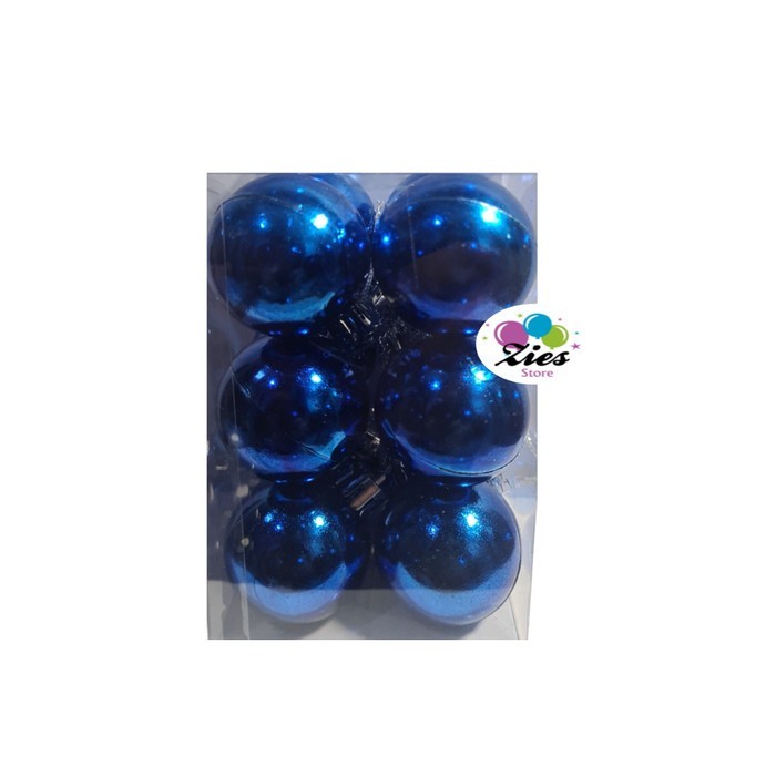 

Set 6 Dekorasi Hiasan Pohon Natal Bola 5L PVC Metalik - Biru