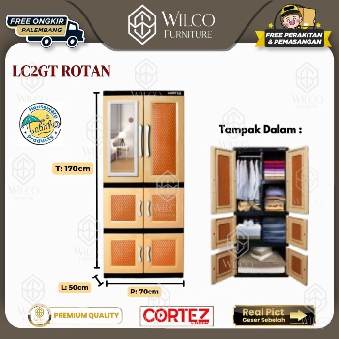 Lemari Pakaian Plastik LC2GT Rotan Tabitha | Lemari Baju Cortez CMF | Lemari Baju Plastik Murah - Du