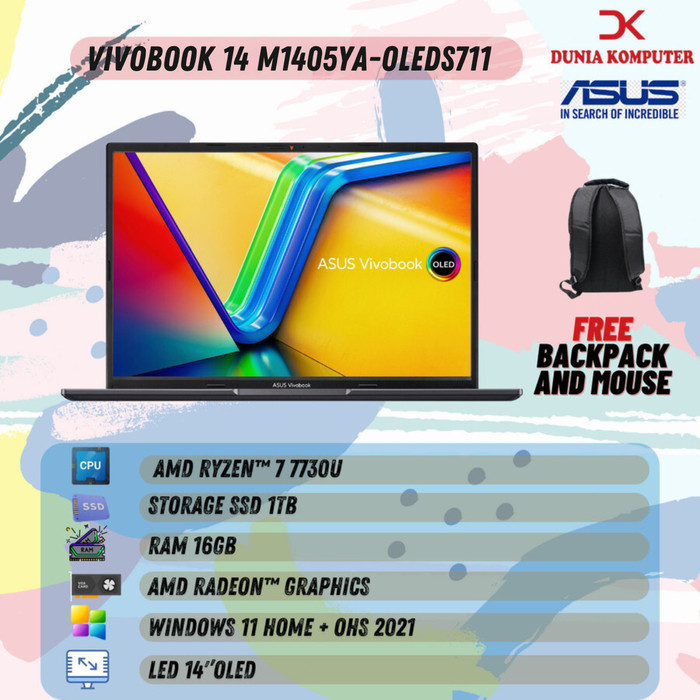 Asus Vivobook 14 M1405YA-OLEDS711 Ryzen 7 7730U 1TB SSD 16GB RAM - Black