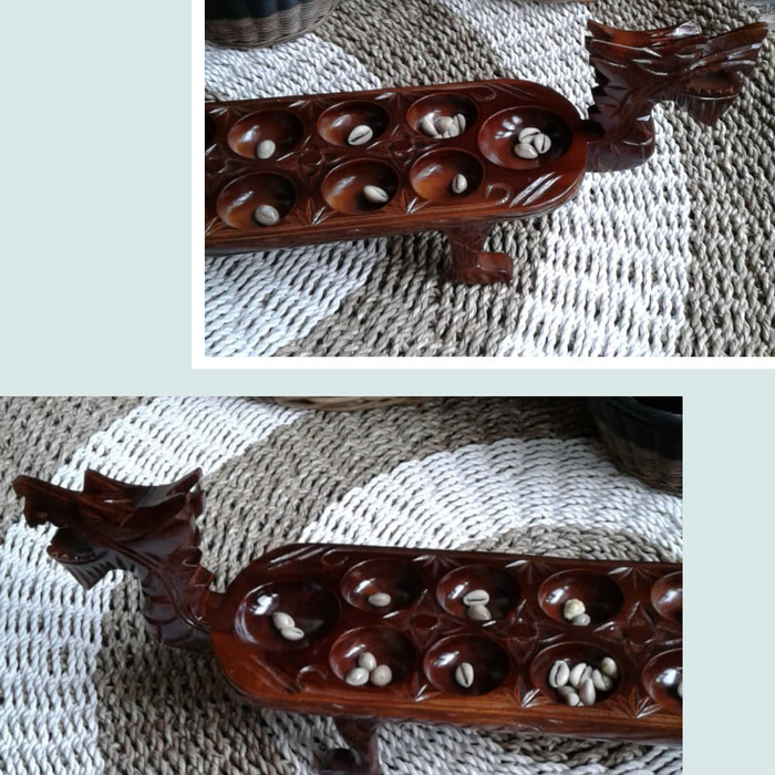 Dakon Congklak Kayu Jati model Naga Free biji congklak kerang