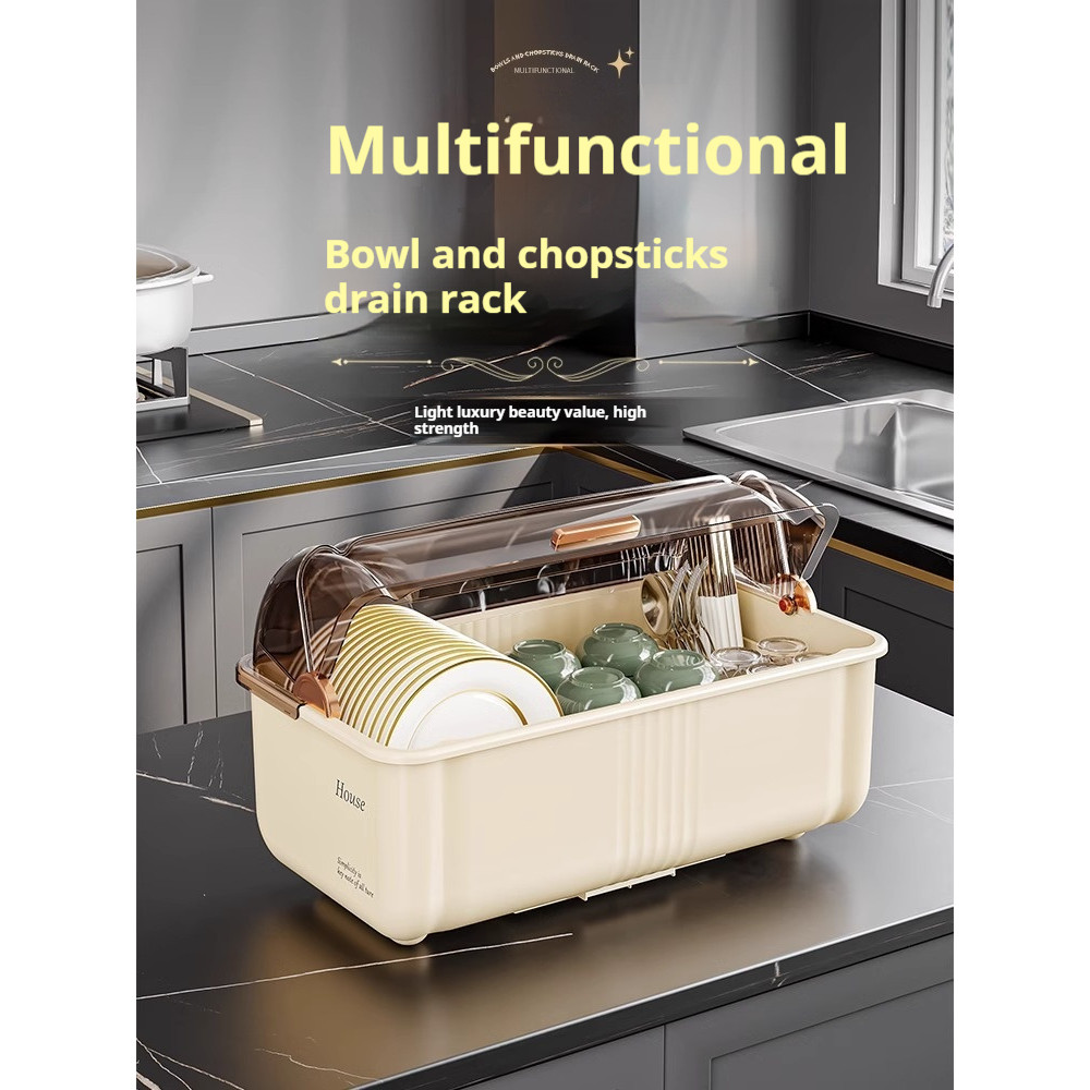 

New Chopsticks Storage Box Large Household Kitchen Countertop Storage Drain Cupboard With Lid Put Dishes Dish Chopsticks Rack