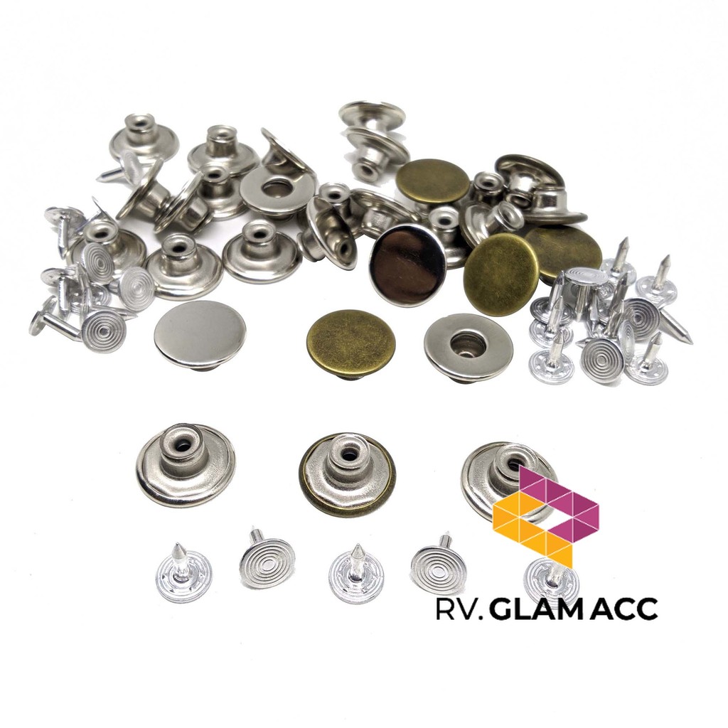 (12 SET) Kancing Jeans Polos 17 Mm Model Goyang Bahan Besi