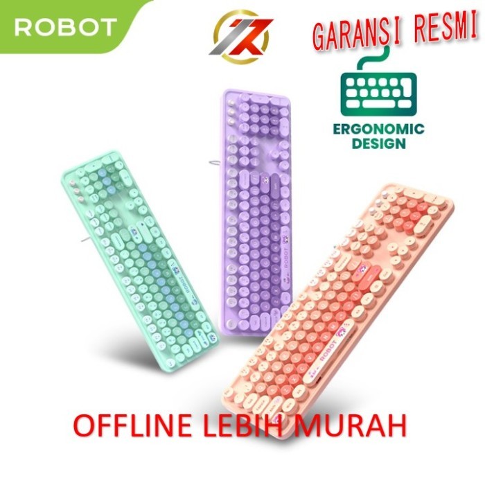 ROBOT RK30 Wired Keyboard Pastel Color Berkabel Portable Office Keyboard Laptop