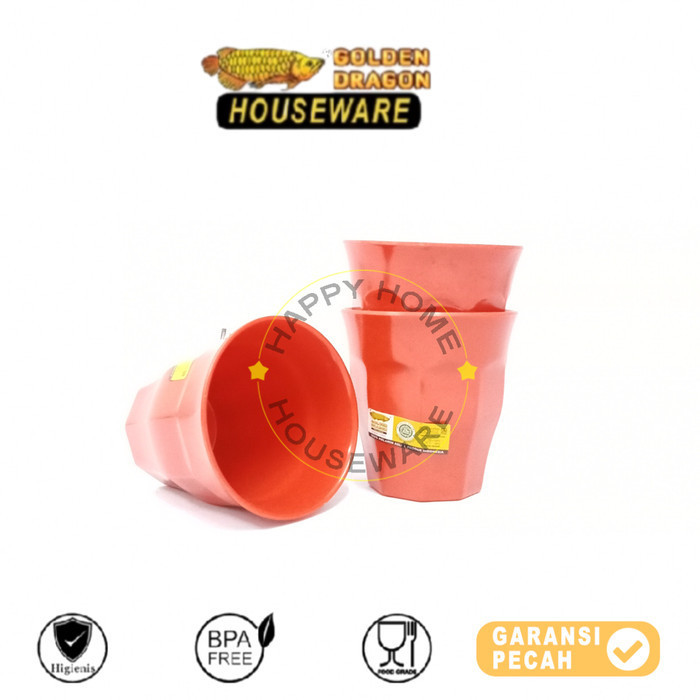 GOLDEN DRAGON GELAS MINUM | GELAS MELAMIN 9CM | GELAS BELIMBING 280ML B0501