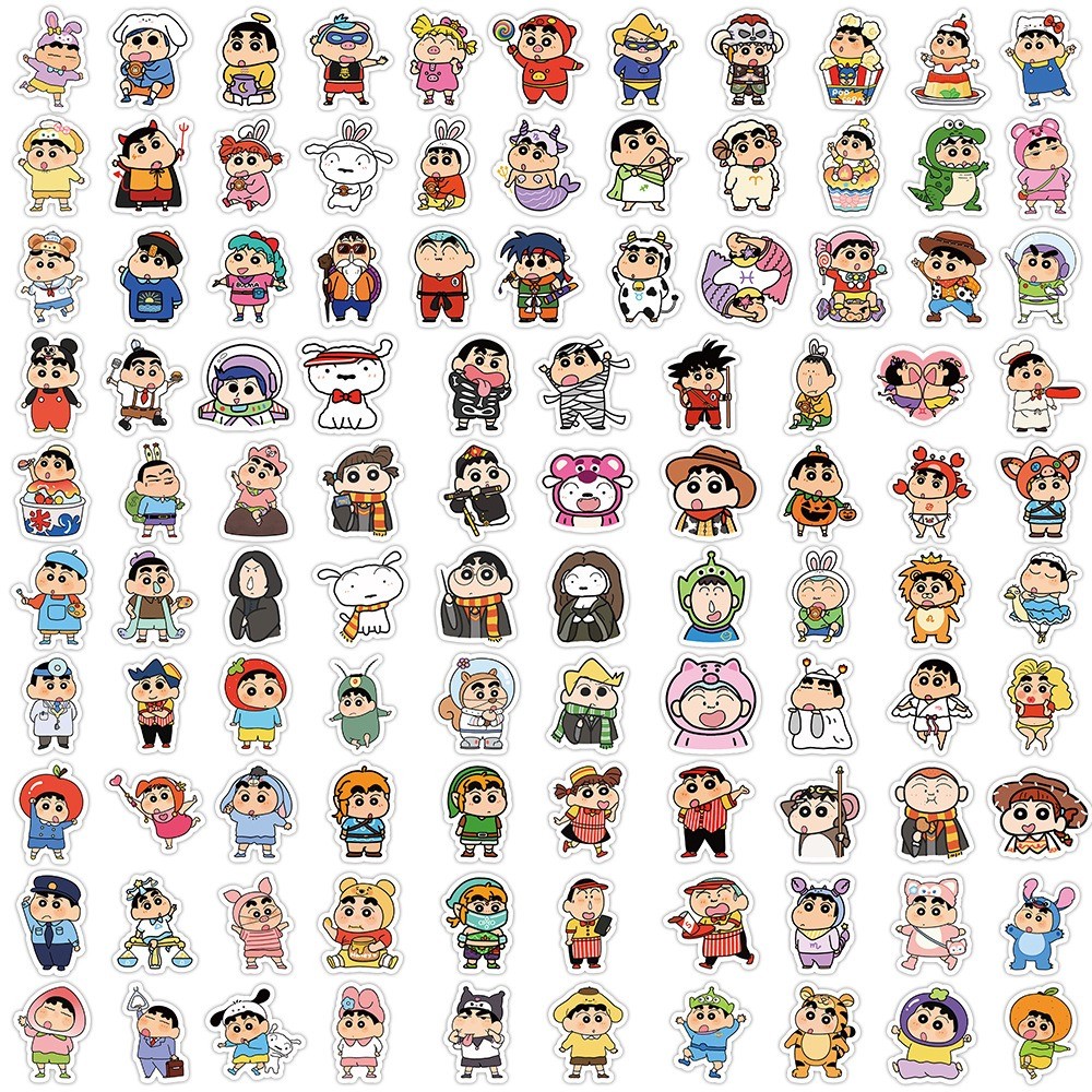 

100 Pcs Sticker Shin Chan Vinyl Waterproof untuk Tempelan Laptop Tumbler HP Koper DIY [6]