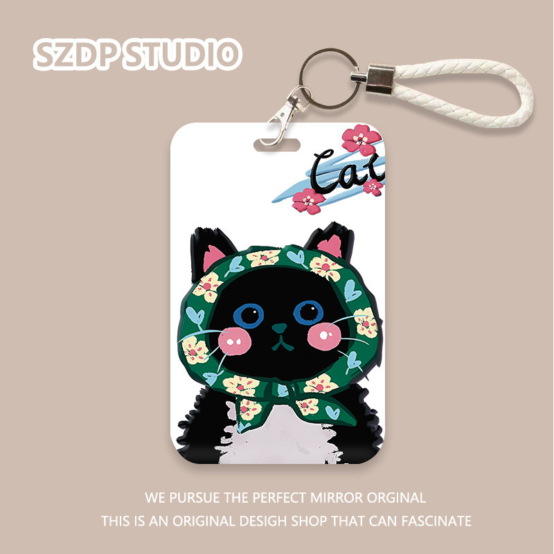 

ID CARD Penutup pelindung gantungan kunci terintegrasi pola kucing lucu kawaii lucu penutup pelindung kartu bank kartun Korea penutup pelindung kartu ID kartu bus