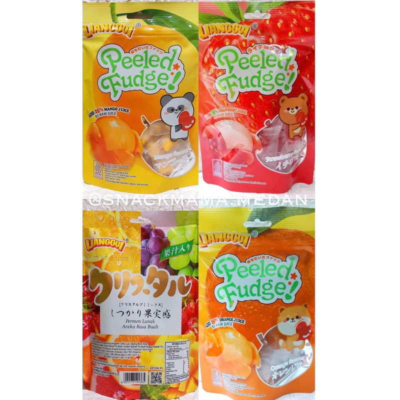 

PERMEN LUNAK ANEKA RASA BUAH / PERMEN LIANGGUI PEELED FUDGE KEMBANG GULA JELLY 5 VARIAN RASA 108GR