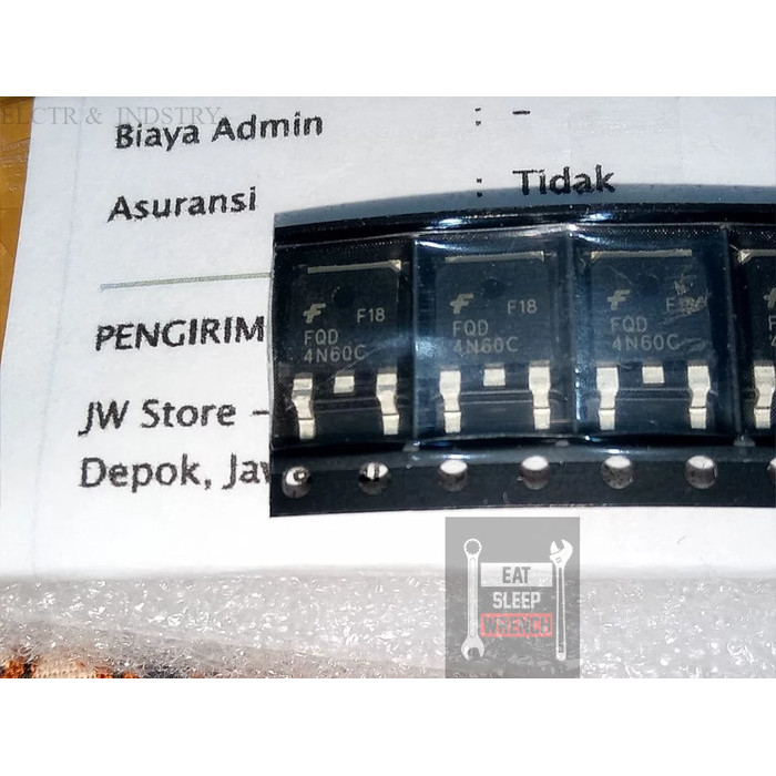 sparepart elektronik FQD4N60C 4N60C 4N60 IC dan Transistor mosfet