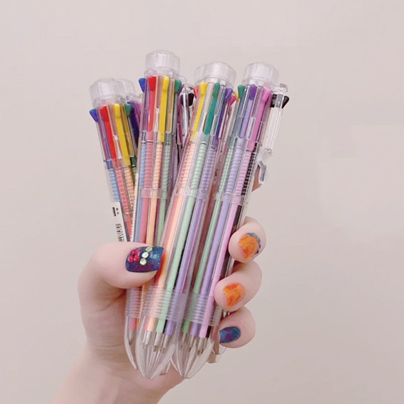 

(TOS) Pulpen 6 in 1 Pena Bolpoin Warna-Warni Multi Colored Pen / pulpen 6 warna / pulpen unik lucu murah