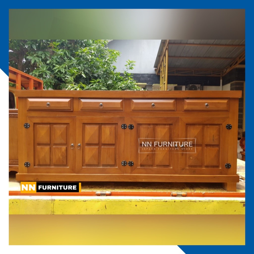 Bufet meja tv piramid diamond. Meja kabinet bufet tv kayu jati meja penyimpanan