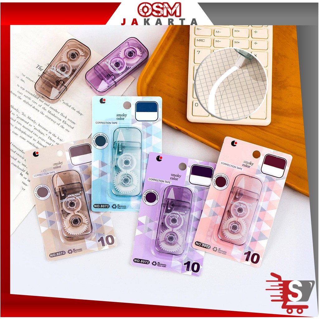 

OSM JKT S6609 Correction Tape Smoky Color / 3 Meter Tip Ex Roll Kertas / Students School Stationery / Cute Multiple Color Pen Tape