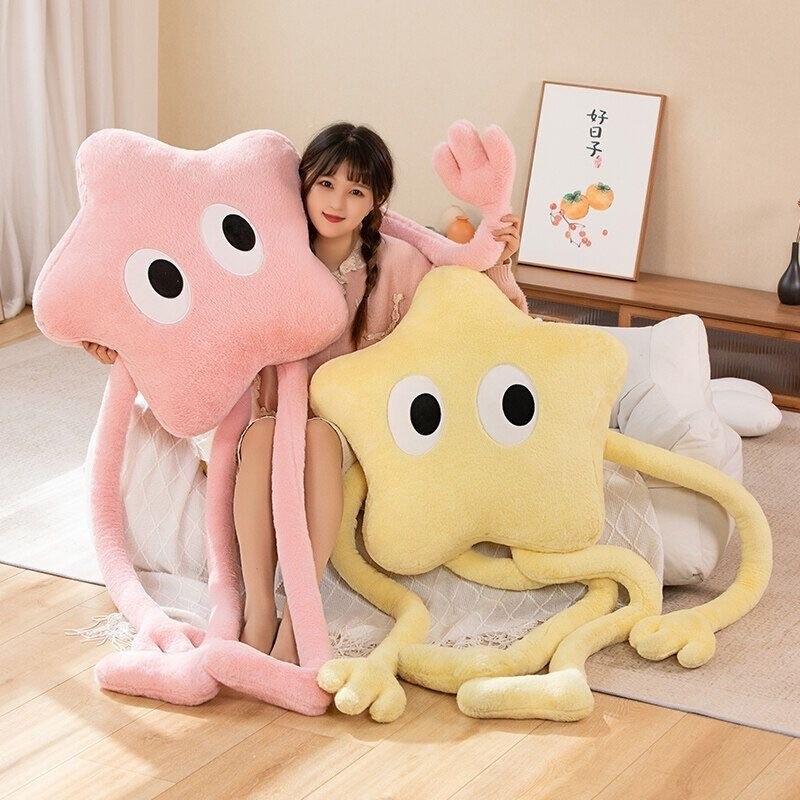 

Funny Giant Long Legs Pentagon Stars Strip Throw Pillow Kawaii Pink Cherry Blossom Plush Toy Headrest Cushion Photo Ornaments