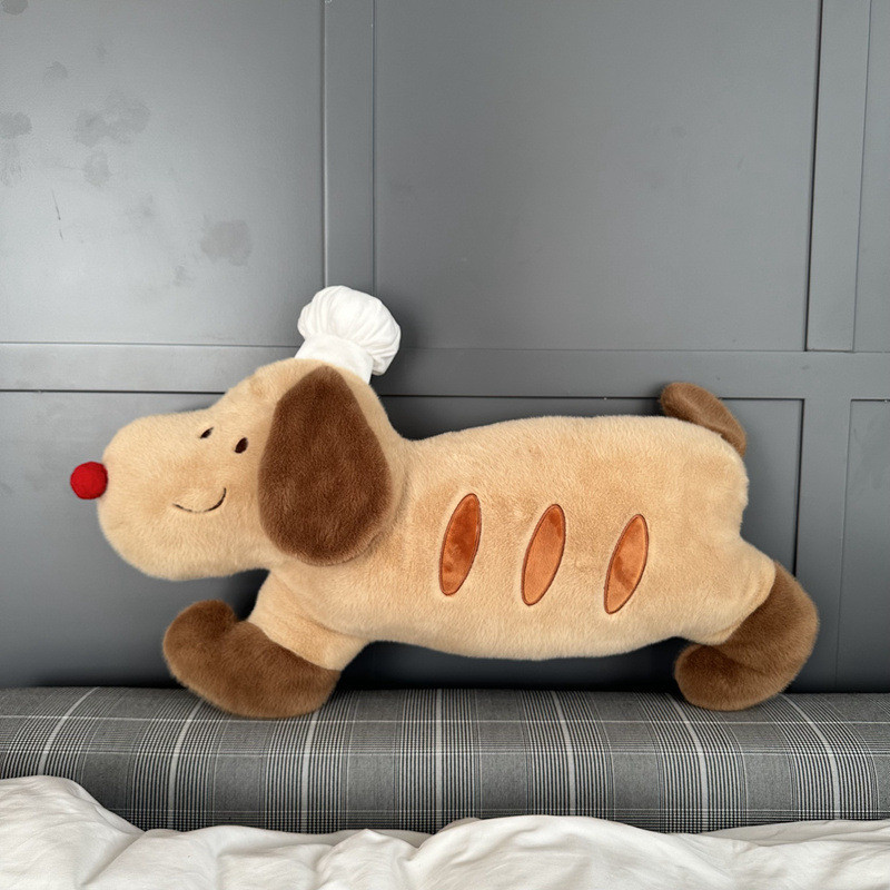 

French Baguette Dog Sofa Cushion Bed Long Gift Pillow Puppy Embroidered Backrest Healing Puppy Pillow Chef