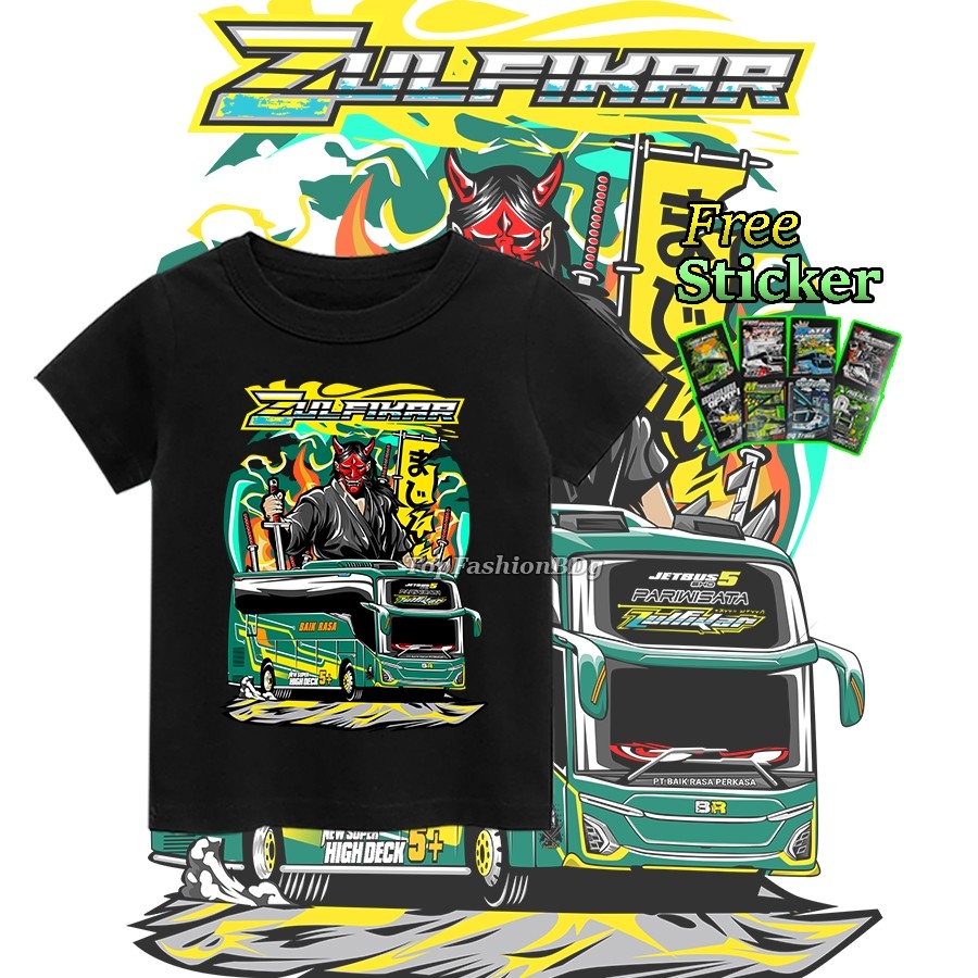 Baju Anak Bus ZULFIKAR JETBUS 5 Kaos Vektor Bus Telolet Anak Laki-Laki 1-12 Tahun Savoria Fashion