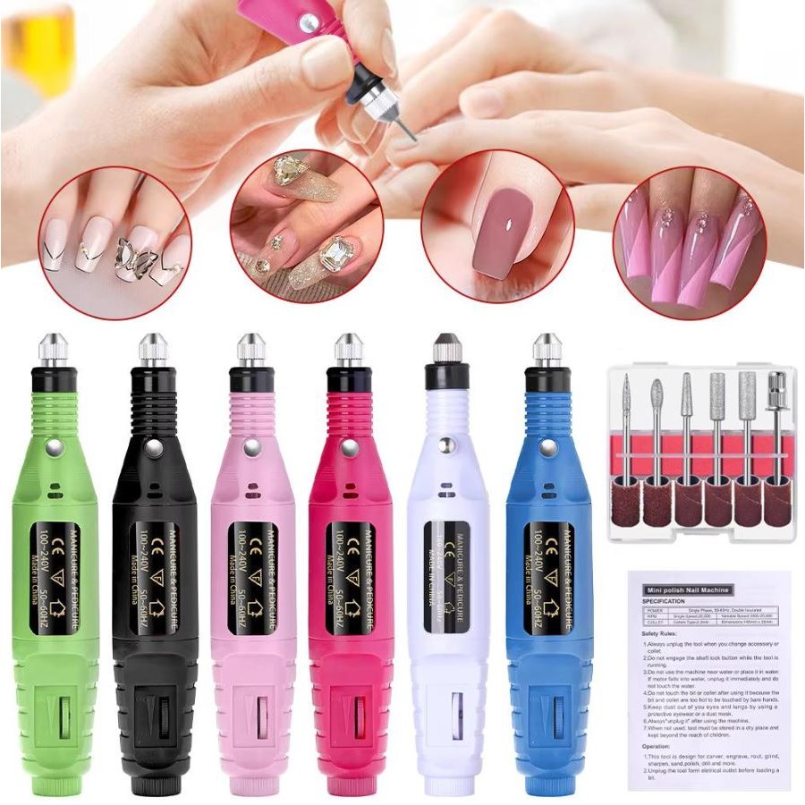 Bor Mini / Bor Mini Listrik / Drill Nail Art / Bor Kecil / Nail Drill / Alat Porting / Kikir Gigi Li