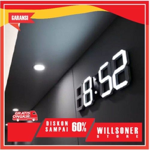 JAM DINDING DIGITAL LED/JAM MEJA-ALARM-SUHU/JAM 3D BESAR MODERN