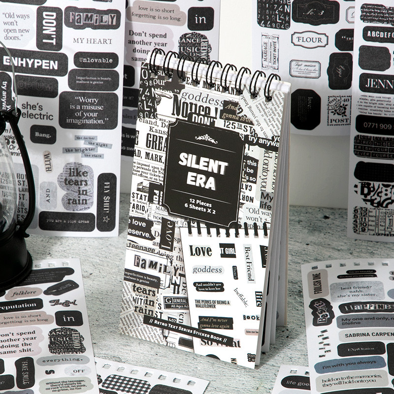 

JIANQI 12 Pcs/pack PET Vintage Digital tags Sticker book DIY Scrapbooking Supplies Collage Junk Journal Planner Decor Stickers