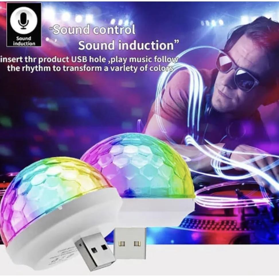 LAMPU DISCO MINI USB SENSOR SUARA Led Small Magic Ball USB Colok Sound Control Sensor Musik