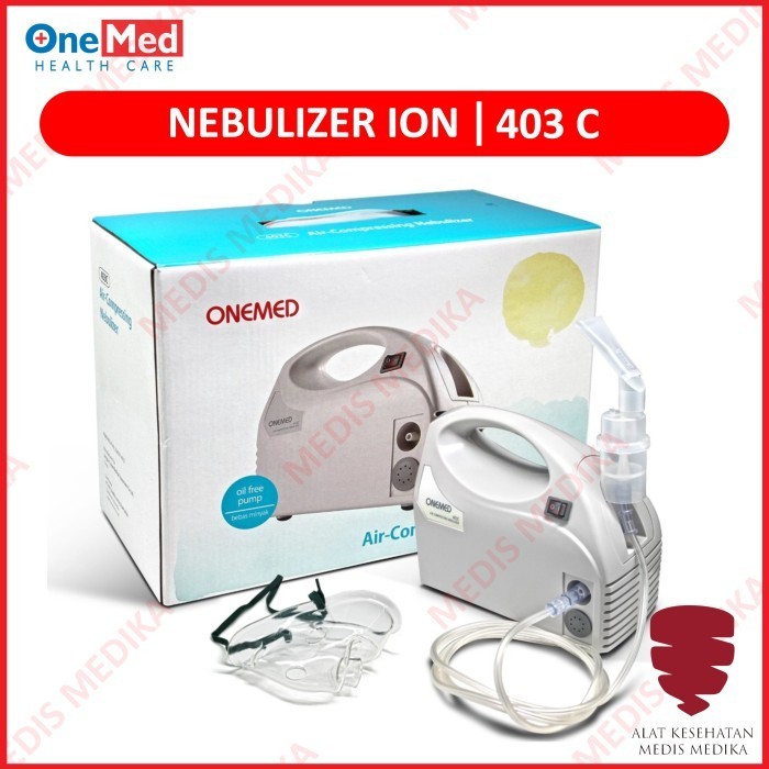 Air Compressor Nebulizer ION 403C Onemed Alat Uap Pernafasan Asma 403C Medis