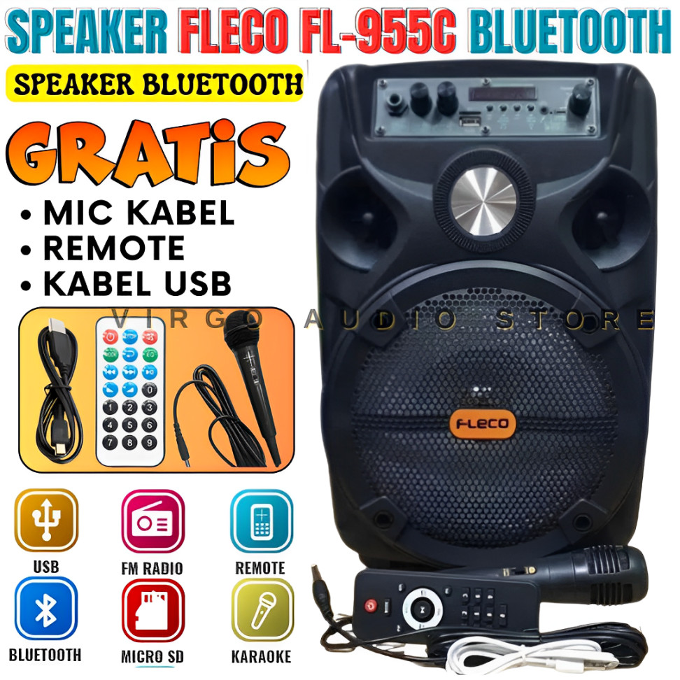 SERBA COD Speaker Bluetooth Fleco 8'5 Inch Fl-995c/D Ree Mic Karoke + Remote//Salon Aktif 8'5 Inch//