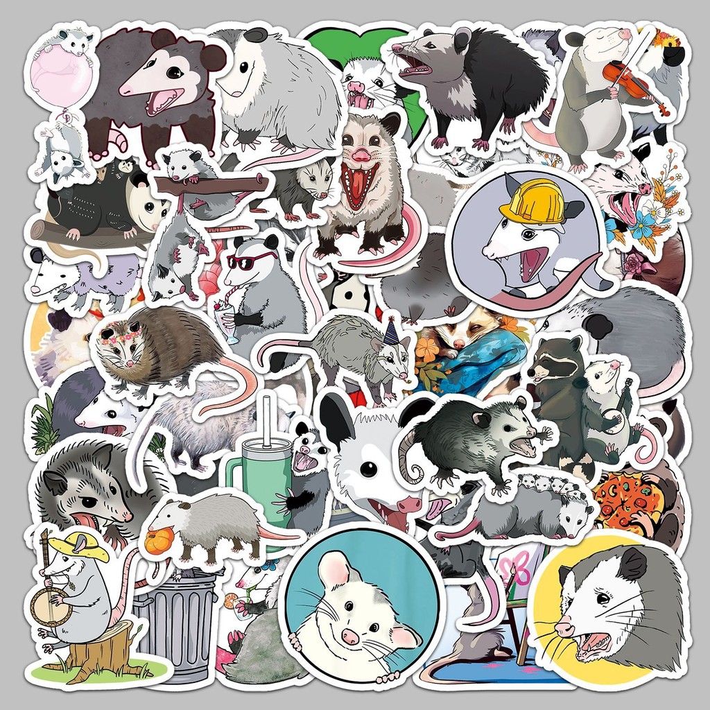 

50pcs Cartoon Cute Possum Series Graffiti Stickers For Mobile Phone Shell Skateboard Decorative Stickers DIY Toy Sticker Pack