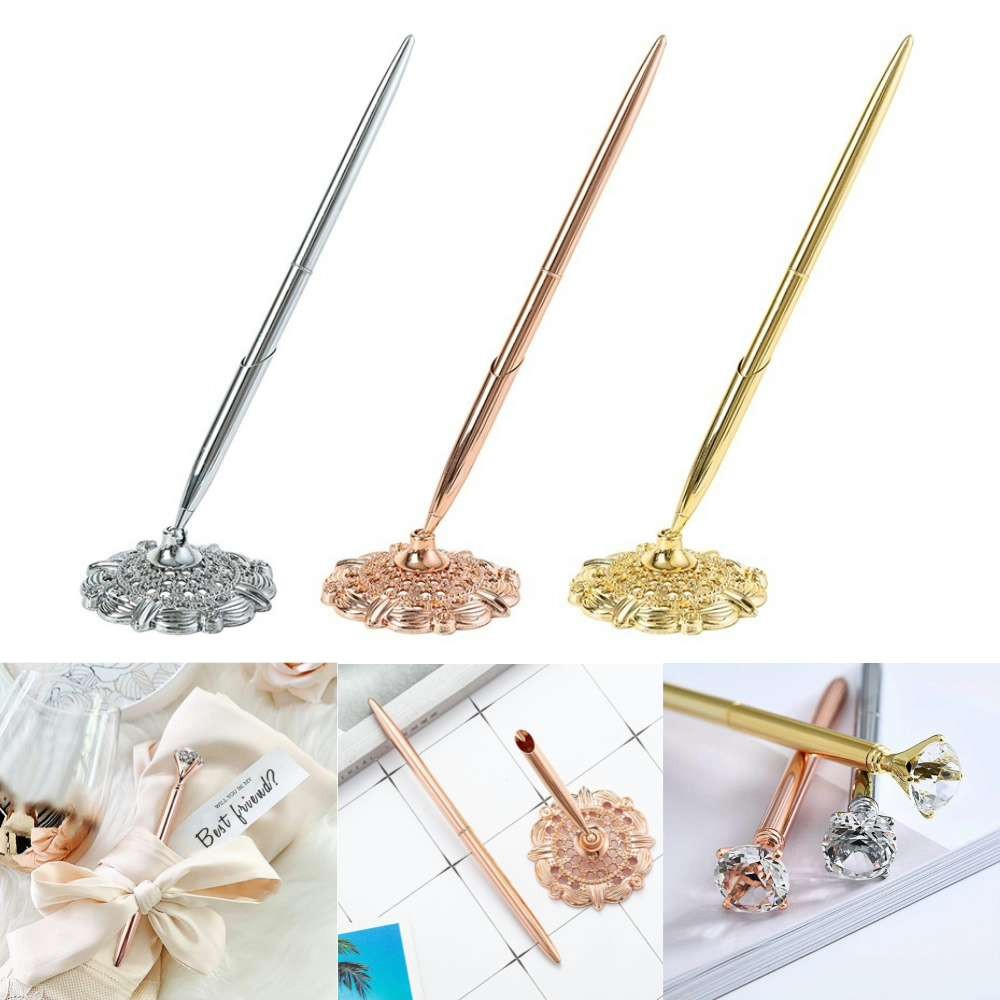 

Gold Antique Wedding Signing Pen with Filigree Base Wedding Guest Book Registry Signature Signing Pens Reception Desk Supplies