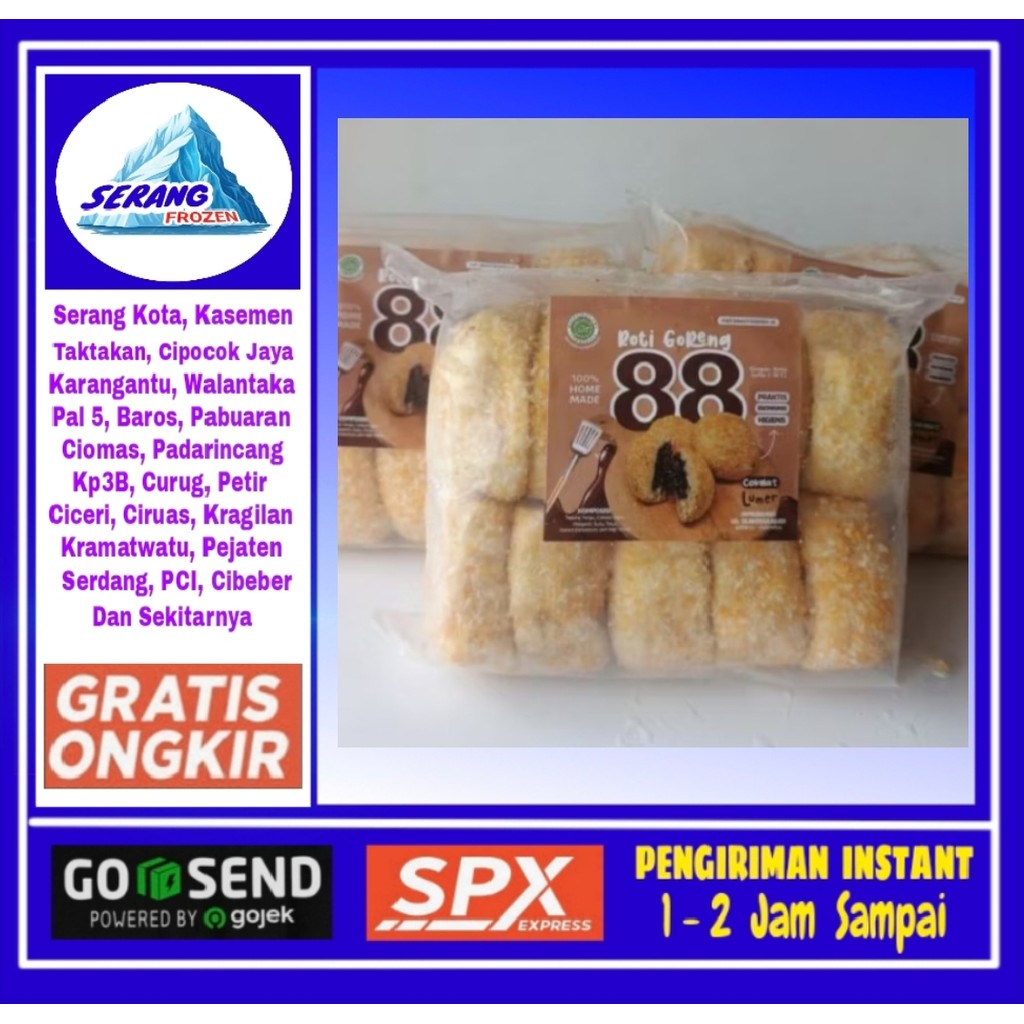 

Roti Goreng 88, isian Coklat Lumer, isi 10pcs, Serang Frozen