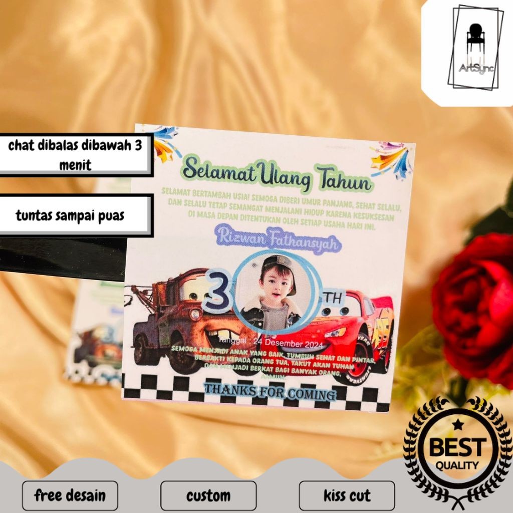 

Syncart 5-8 Sticker Ulang Tahun Anak Bentuk Kotak Stiker Undangan Ultah Happy Birthday Uk.Sedang